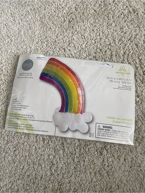 giant Anagram rainbow balloon kit with latex cloud accents 31 in x 45.5in